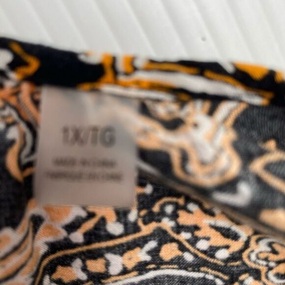 Tahari Women's Floral Blouse, Size 1X/1G  3/4 Sleeve Crew Neck Drawstring,Spring - Picture 11 of 13